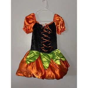 AlterEgo Pumpkin Costume Dress Halloween Girls Large 12-14 Orange Green Black
